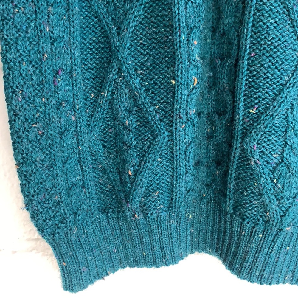 Vintage Teal Cable Knit Sweater - Picture 2 of 6
